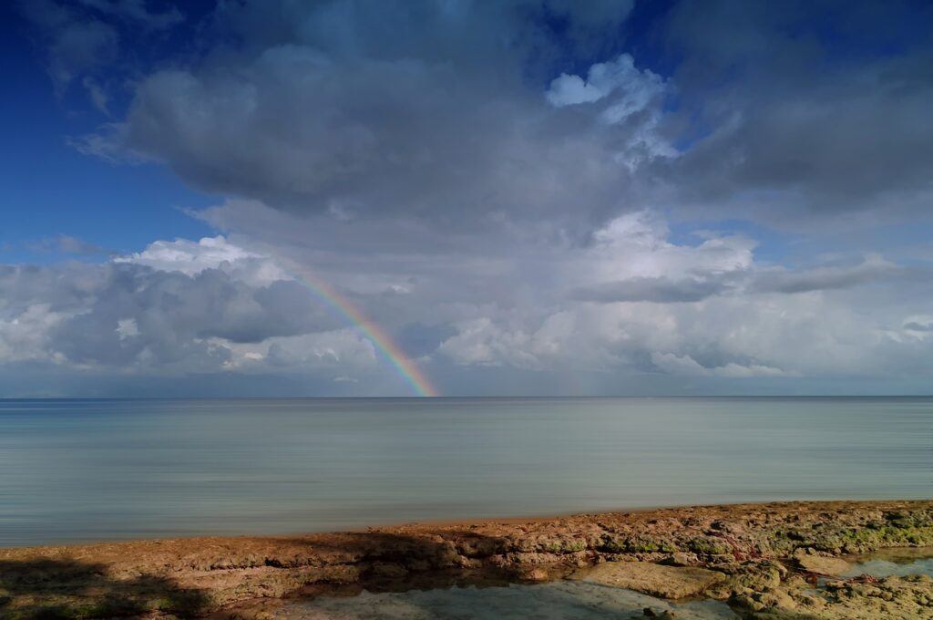 Pacific Ocean With Rainbow